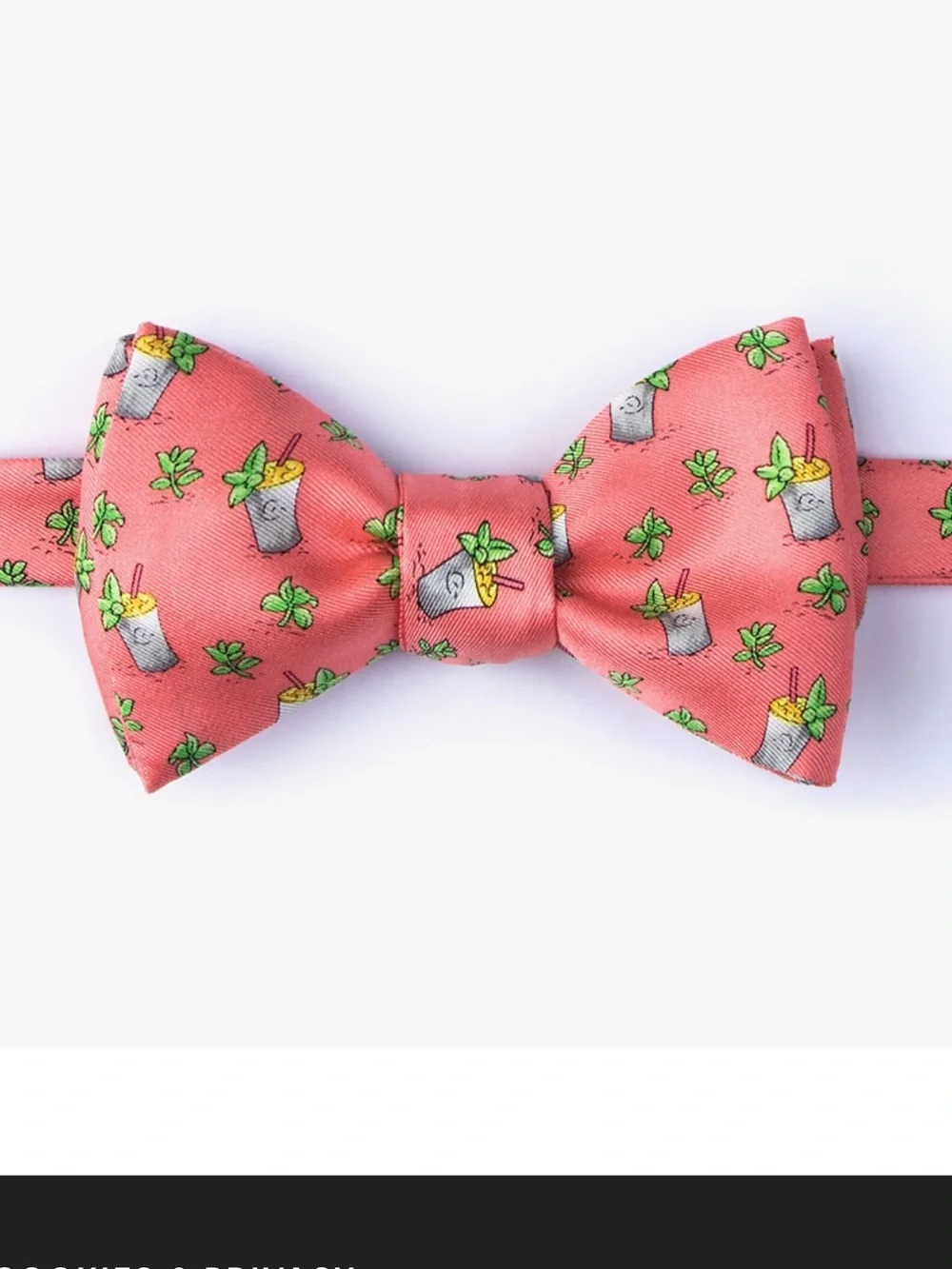 Coral Pink Cocktail Print Bow Tie for Men
